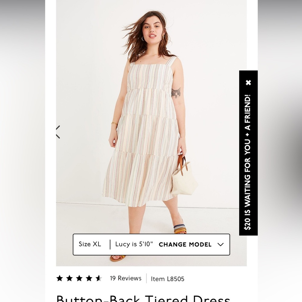 Size 12 madewell Button-Back Tiered Dress in Textural Rainbow Stripe